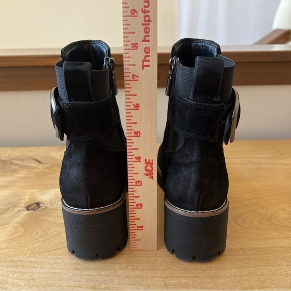 BLONDO DANIKA BLACK NUBUCK BOOTS 7M WATERPROOF ANKLE ZIP LUG SOLE EDGY CASUAL - Picture 11 of 13